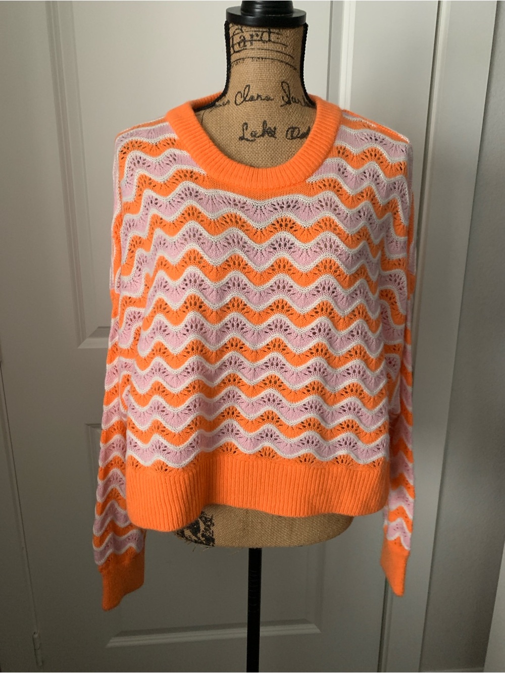 H&M Divided Orange Crochet Sweater Size L